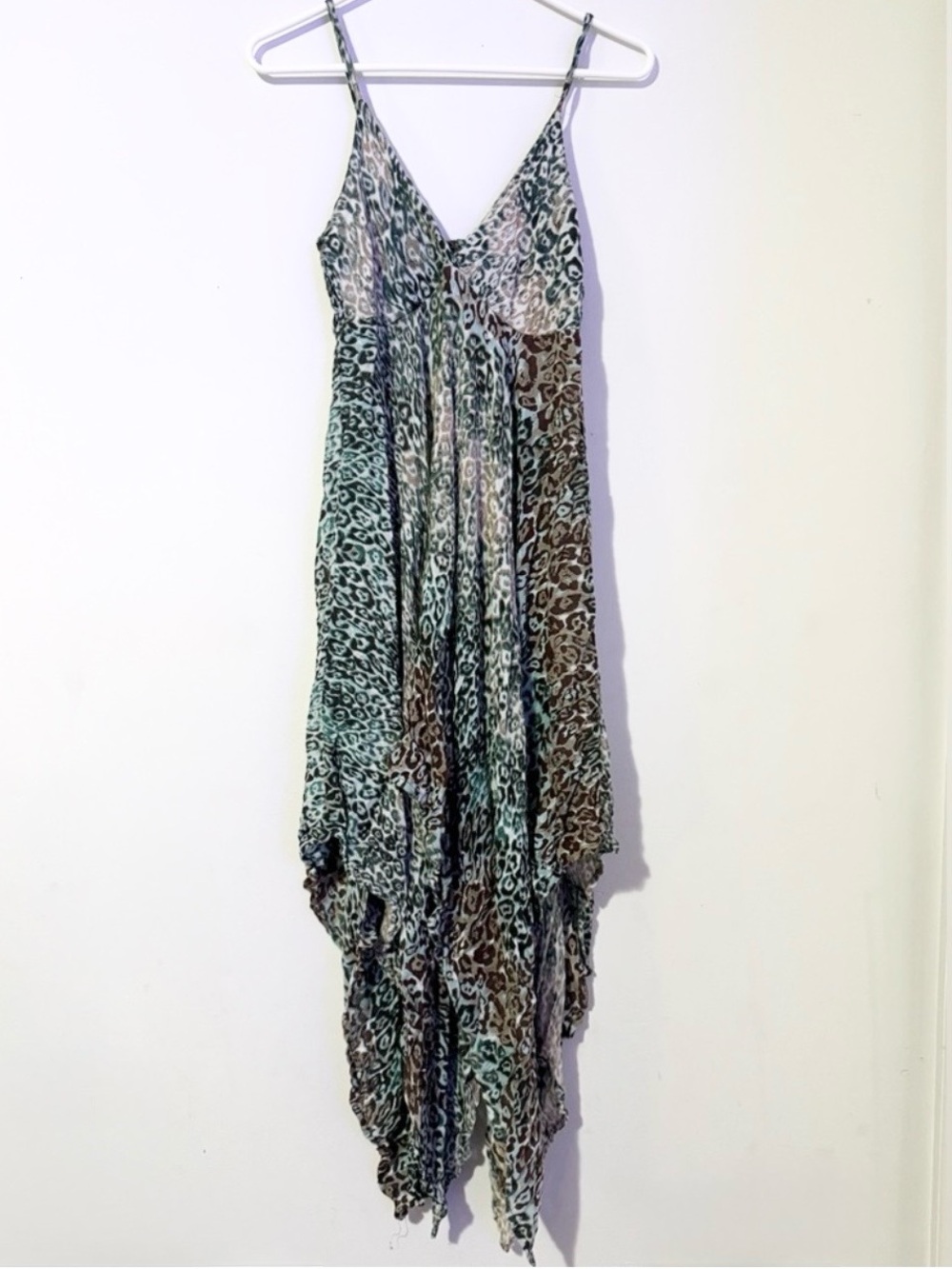 Vintage Diva Collection Multi-Color Cheetah Print Asymmetrical Boho Chic Dress